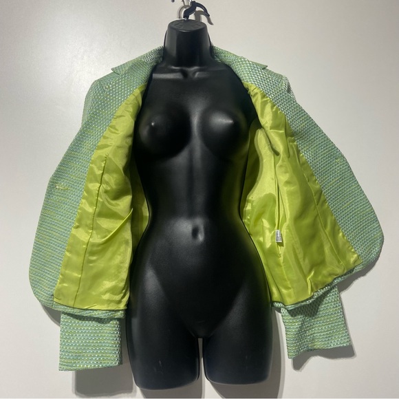 Talbots Green Tweed Boucle Blazer Jacket Size 10 Single Button NWOT - Picture 7 of 12